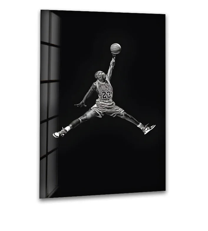 Air Jordan iconic dunk glass wall art for modern interiors