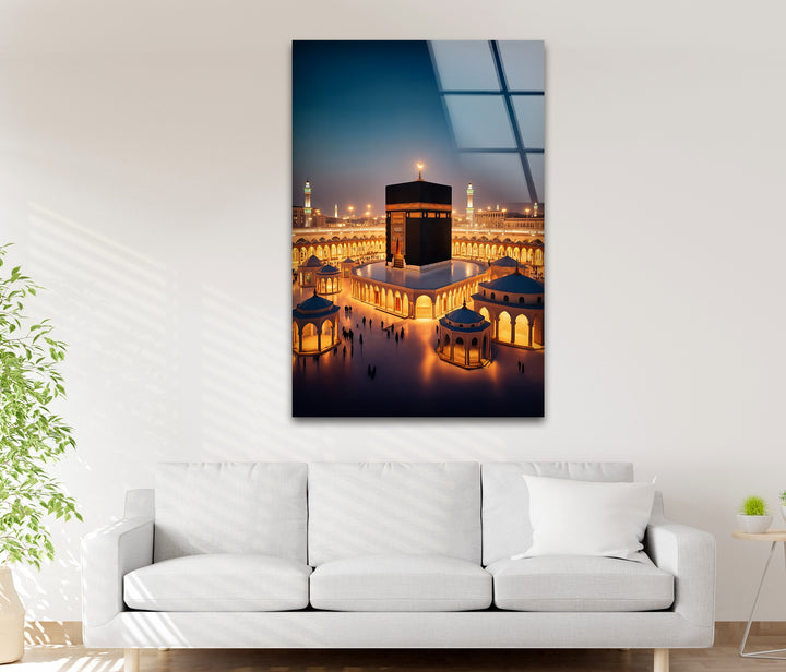 Islamic glass wall décor of sacred Mecca mosque