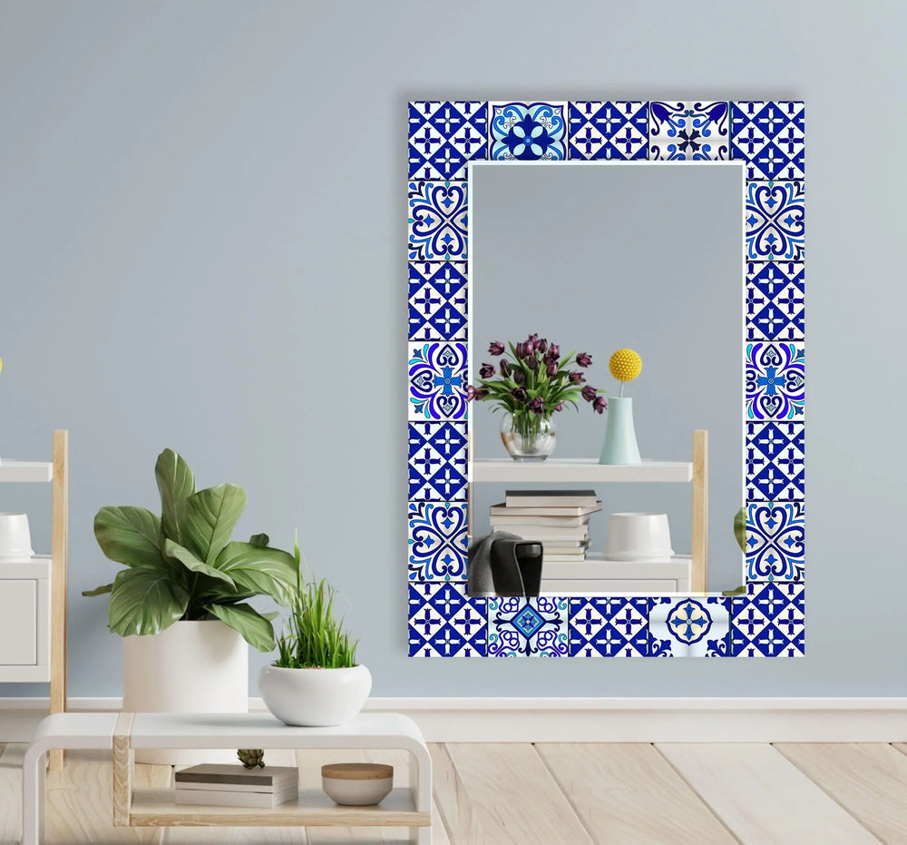 Blue Majestic Mosaic Wall Mirror  large wall mirror