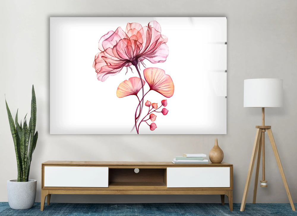 Coral Bloom Wall Art – Pink & Orange Floral Glass Print for Home - MyPhotoStation