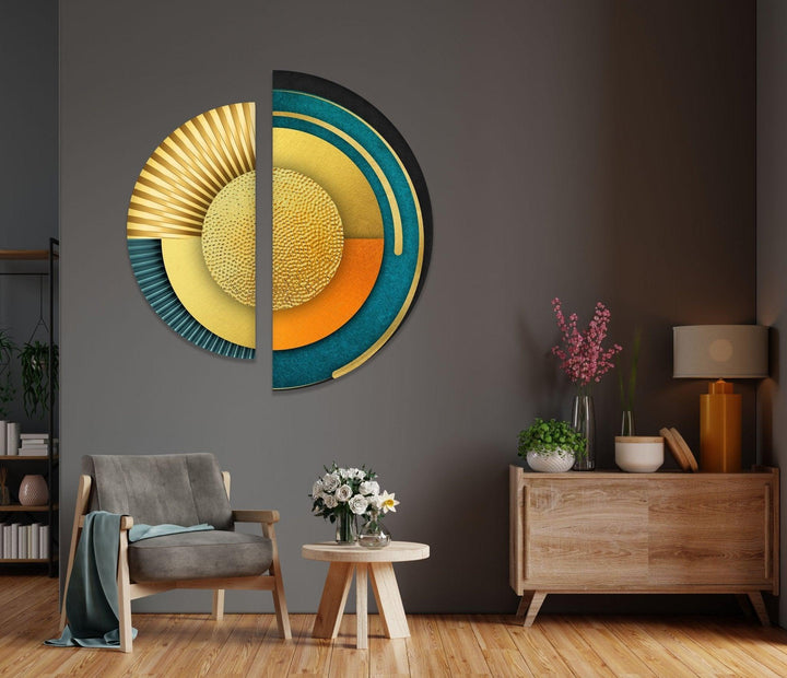 2 Piece Abstract Yellow & Orange Glass Wall Art custom glass pictures, glass art prints