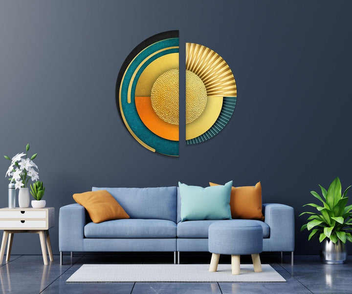 2 Piece Abstract Yellow & Orange Glass Wall Art glass pictures for Wall, glass prints wall art