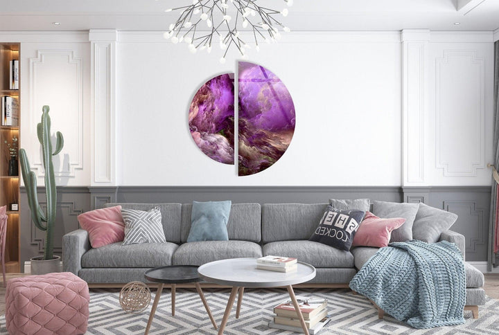 2 Piece Purple Smokey Abstract Glass Wall Art custom glass pictures, glass art prints
