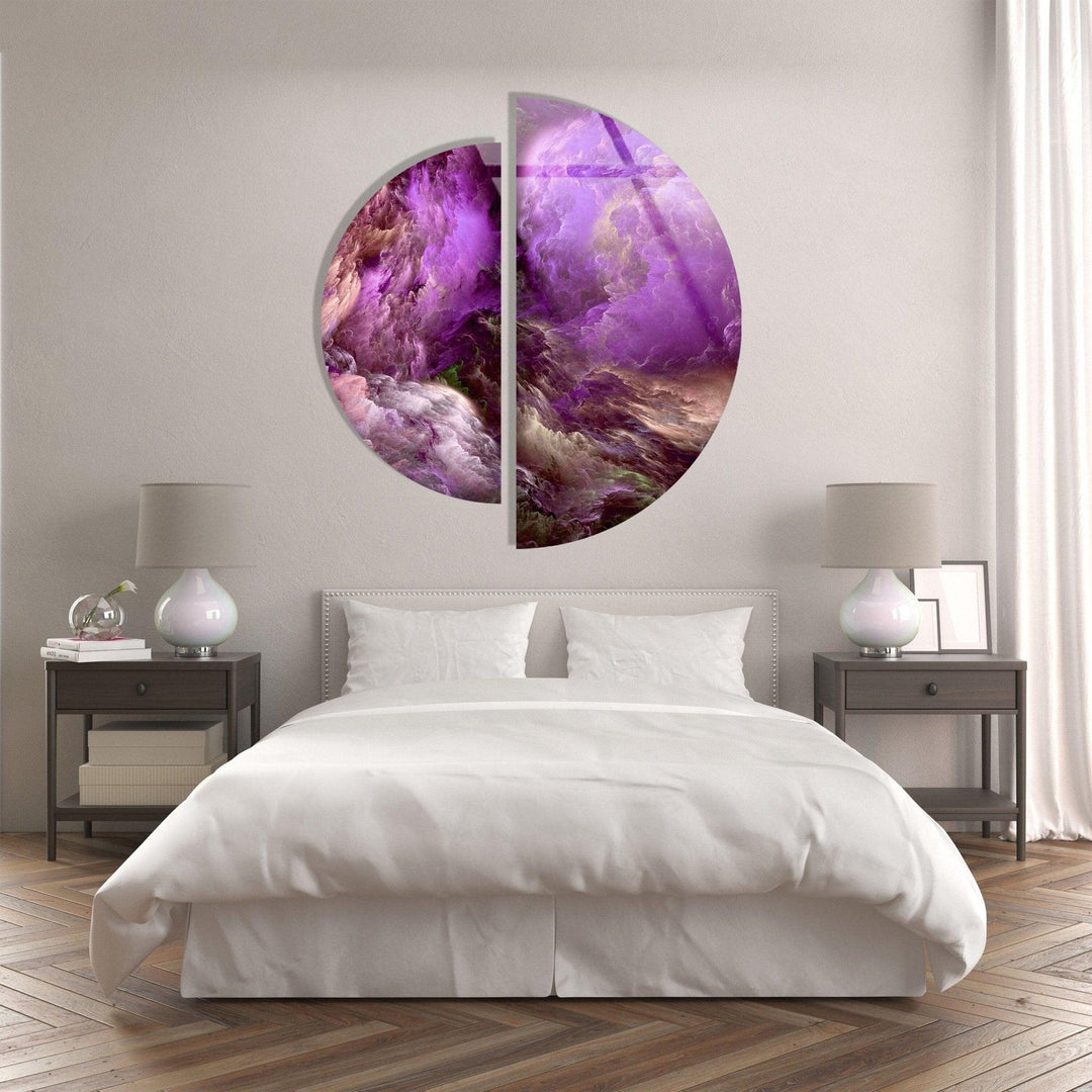 2 Piece Purple Smokey Abstract Glass Wall Art glass image printing, glass prints from photos