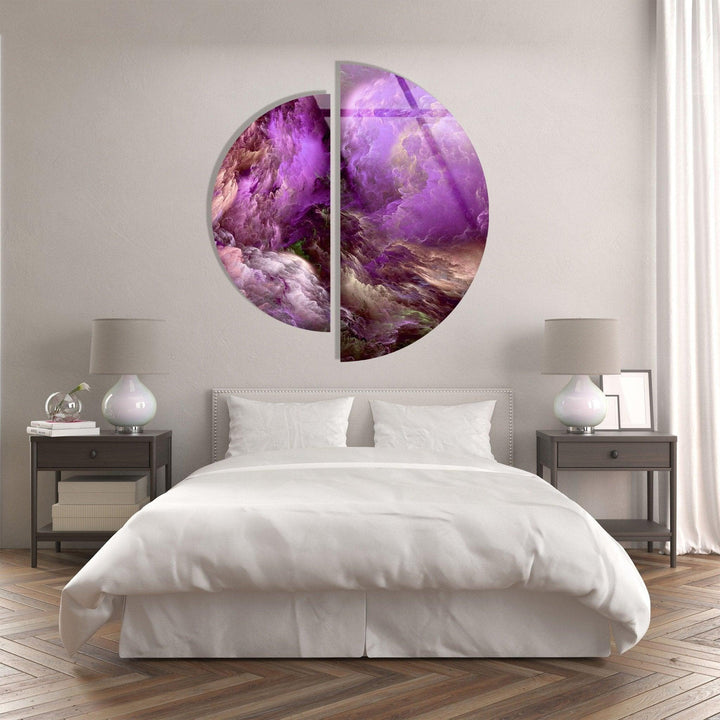 2 Piece Purple Smokey Abstract Glass Wall Art glass image printing, glass prints from photos