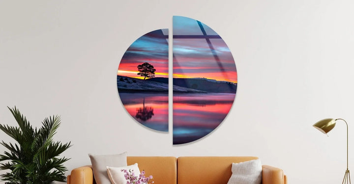 2 Piece Sunset Landscape Glass Wall Art art glass wall art, glass wall art pictures