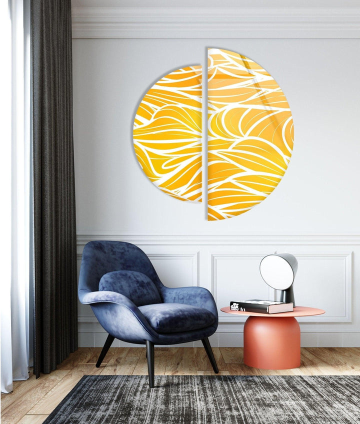 2 Piece Yellow & White Glass Wall Art art glass wall art, glass wall art pictures