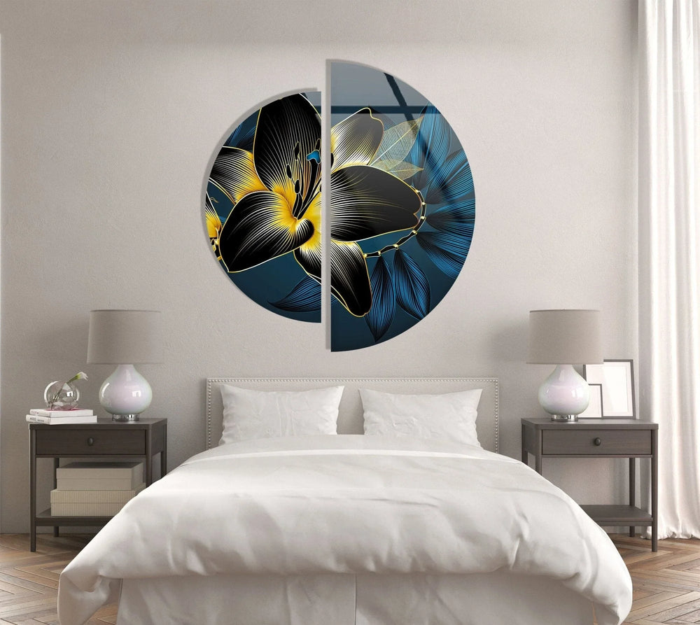 Dark Abstract Flower Glass Wall Art glass art painting, glass art for the Wall