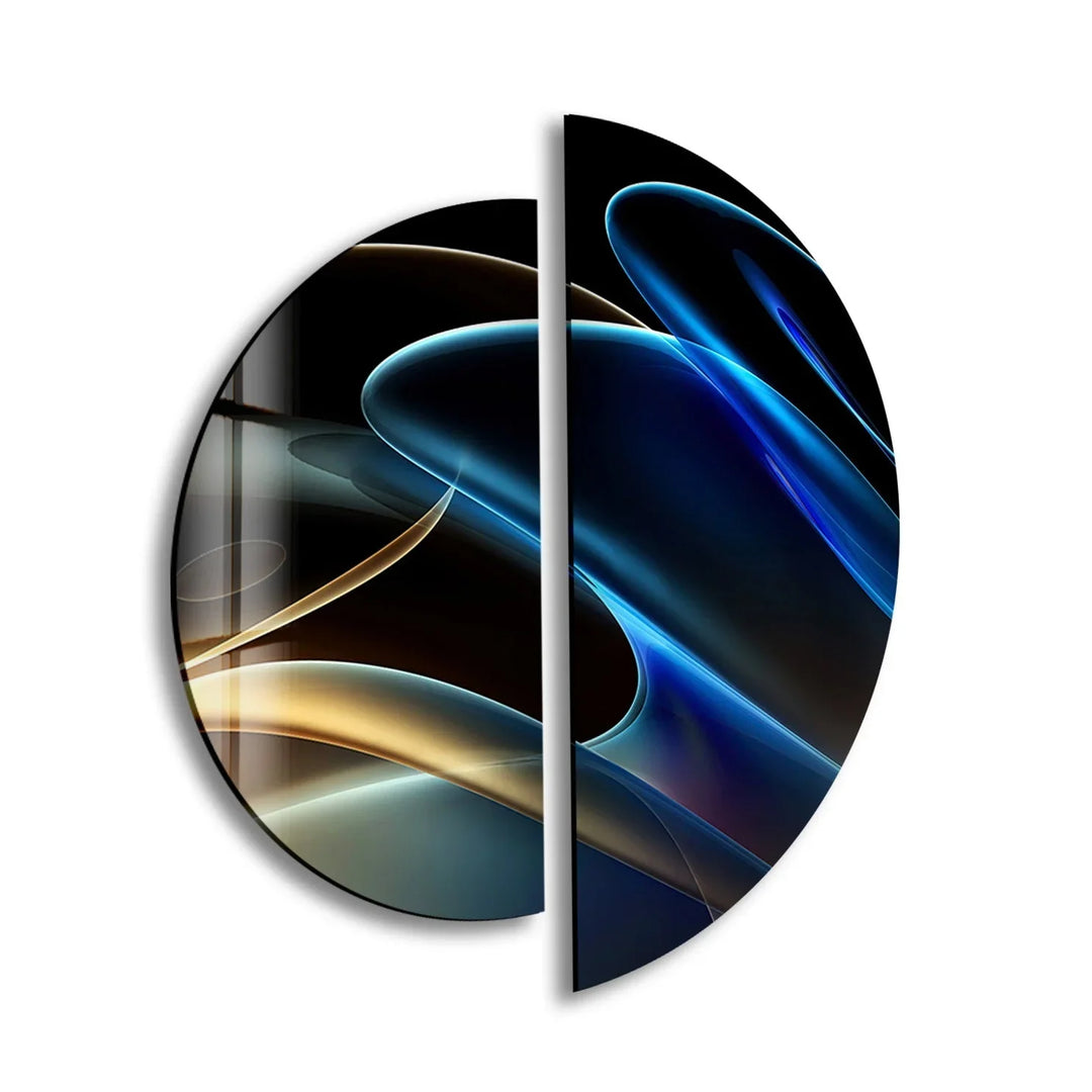 Round 2 Piece Black & Blue Glass Wall Art stained glass wall art, stained glass wall decor