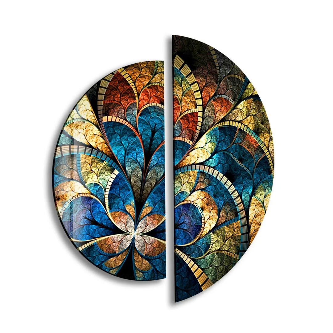 Set of 2 Pieces Blue Stained Glass Wall Art glass photo prints, glass picture prints