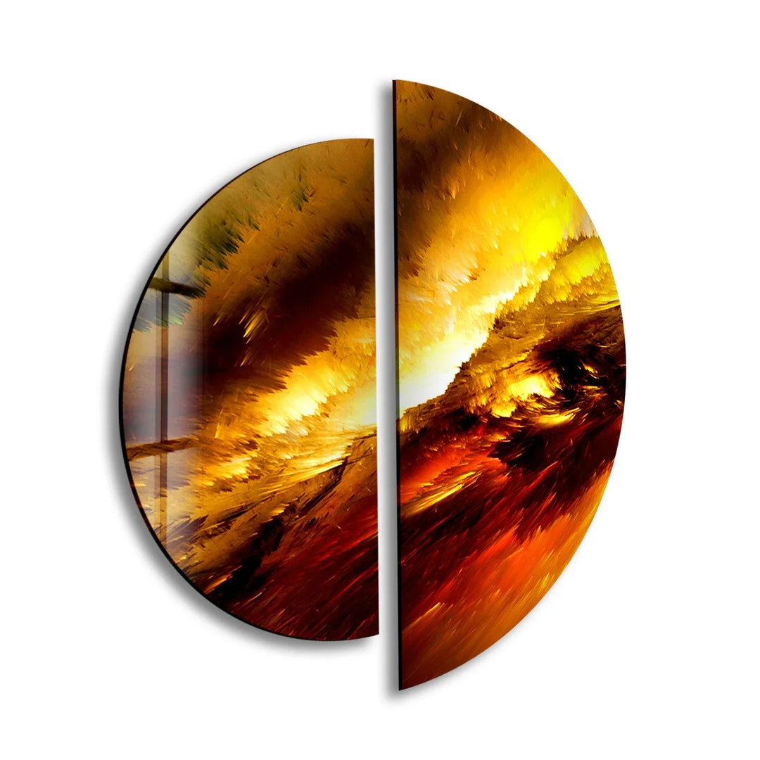 Circular Shiny Yellow Abstract Glass Wall Art glass photo prints, glass picture prints