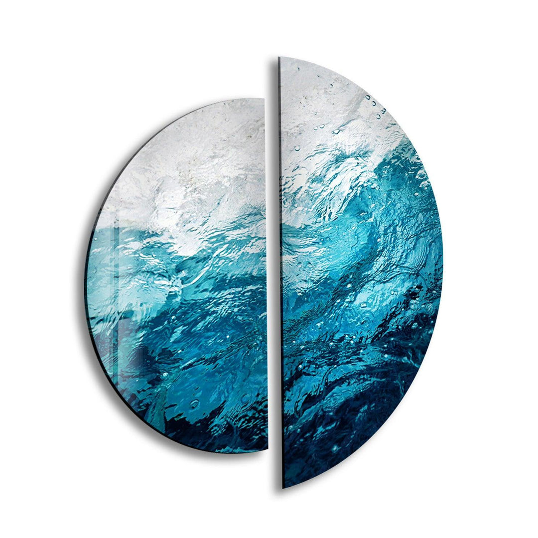 Set of 2 Blue White Abstract Glass Wall Art custom glass pictures, glass art prints