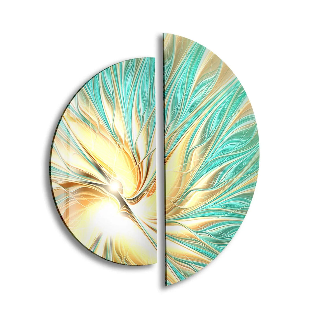 Circular Green White Abstract Glass Wall Art glass wall decor, glass wall art decor