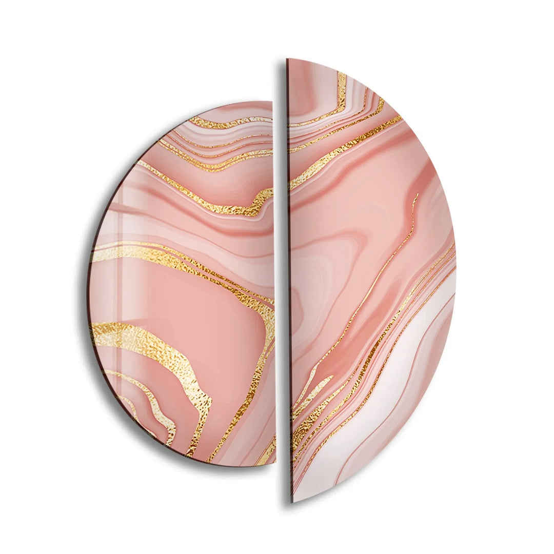 Pink Marble Gold Alcohol Ink Glass Wall Art print picture on glass, Tempered Glass Wall Art