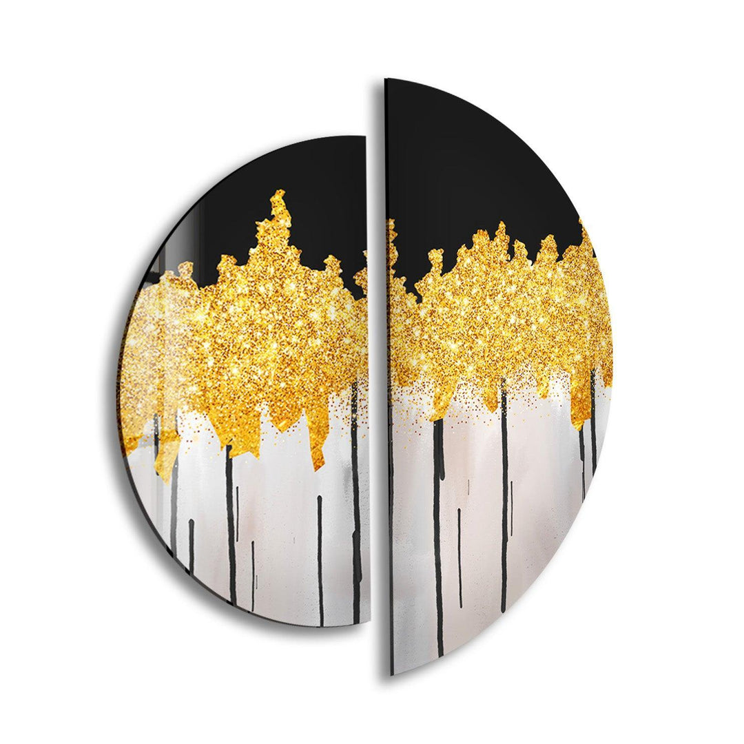 Set of 2 Piece Golden Marble Glass Wall Art stained glass wall art, stained glass wall decor