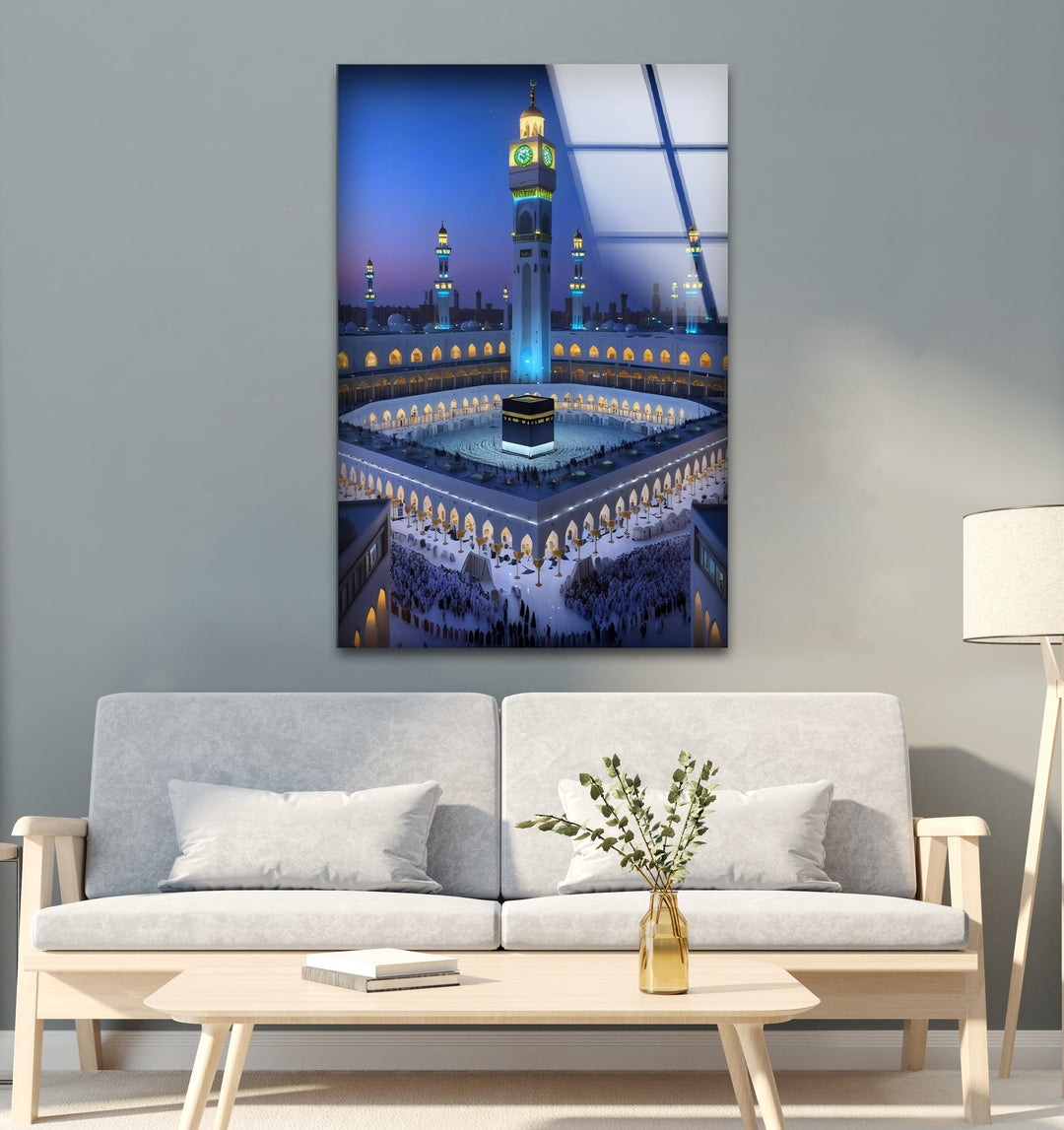 Sacred Serenity – Kaaba Under the Mecca Clock Tower Glass Wall Art