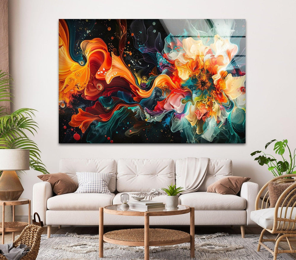 3D Abstract Color Bomb Glass Wall Art glass art painting, glass art for the Wall