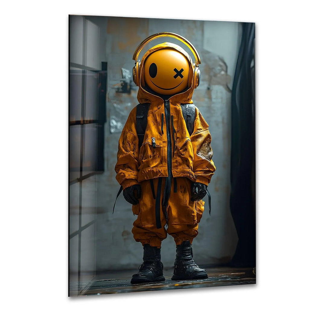 3D Animation Yellow Smile Glass Wall Art stained glass wall art, stained glass wall decor