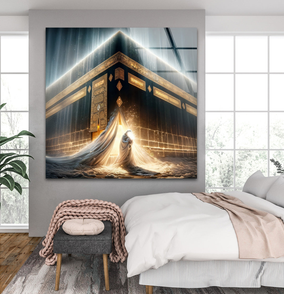 Heavenly Grace – Divine Light at the Kaaba Glass Wall Art