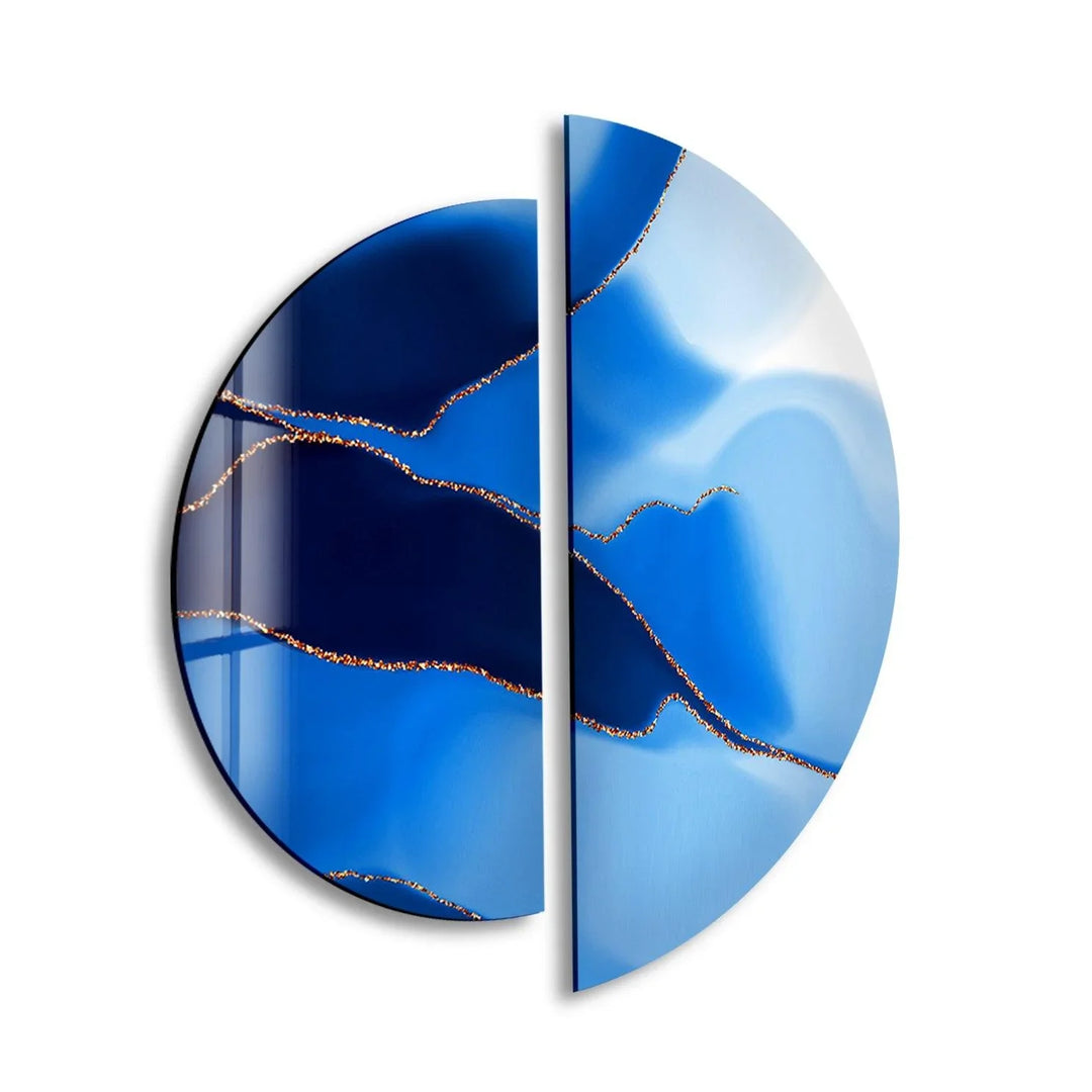 Set of 2 Blue Alcohol ink Abstract Glass Wall Art custom glass pictures, glass art prints