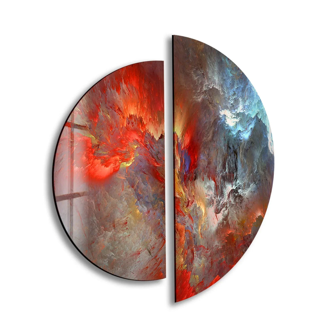 Set of 2 Pieces Red Abstract Art Glass Wall Art glass photo prints, glass picture prints