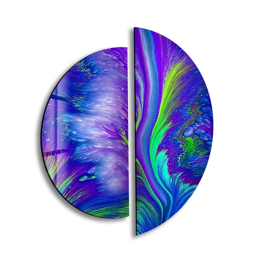 Round 2 Piece Purple Abstract Glass Wall Art  glass wall decor, glass wall art decor
