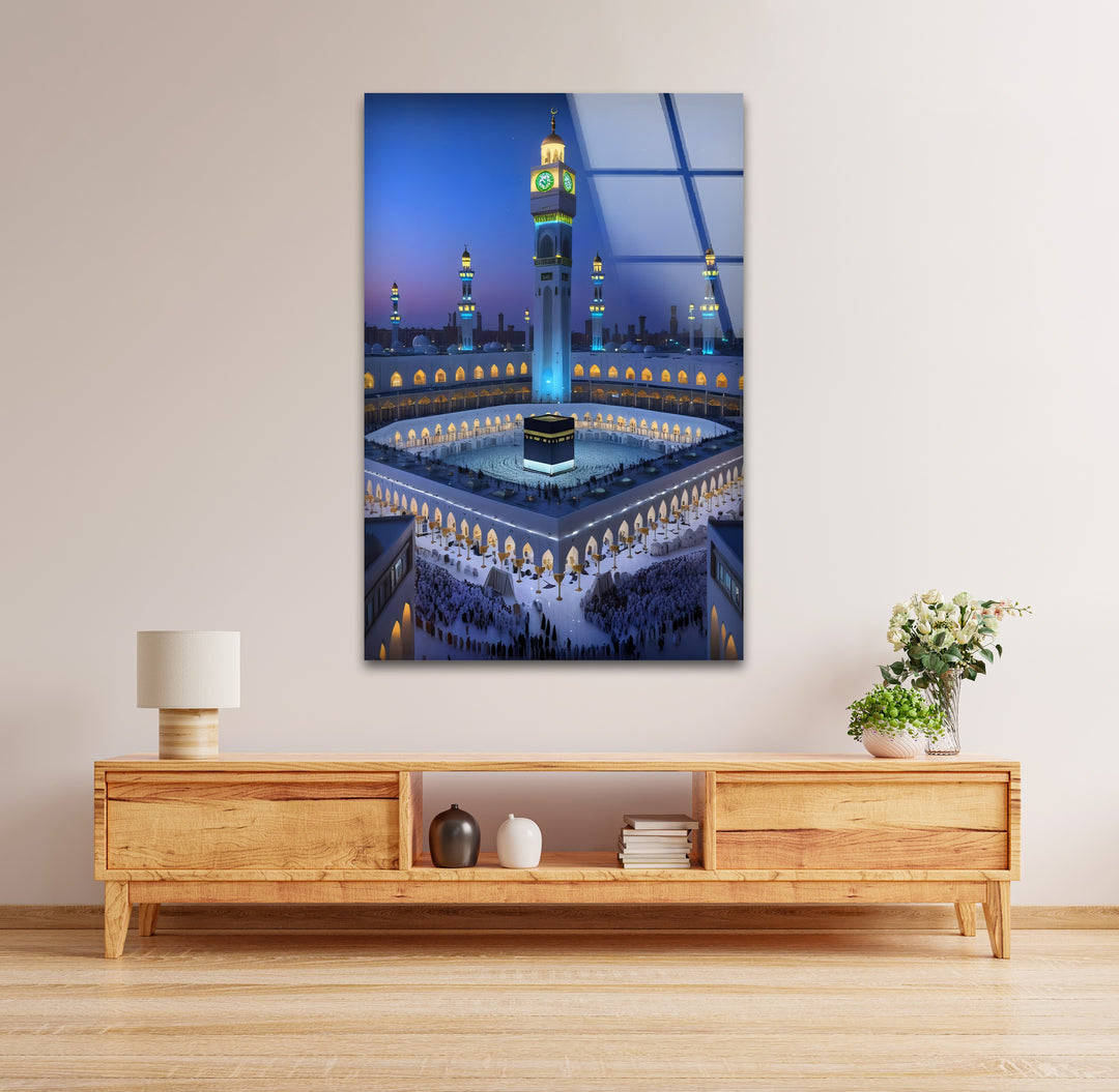 Sacred Serenity – Kaaba Under the Mecca Clock Tower Glass Wall Art