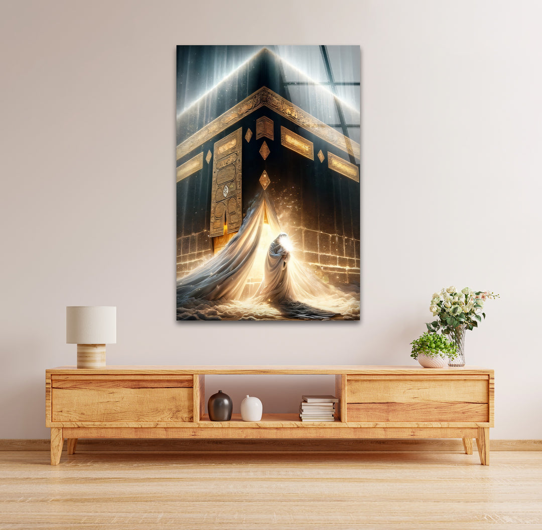 Heavenly Grace – Divine Light at the Kaaba Glass Wall Art