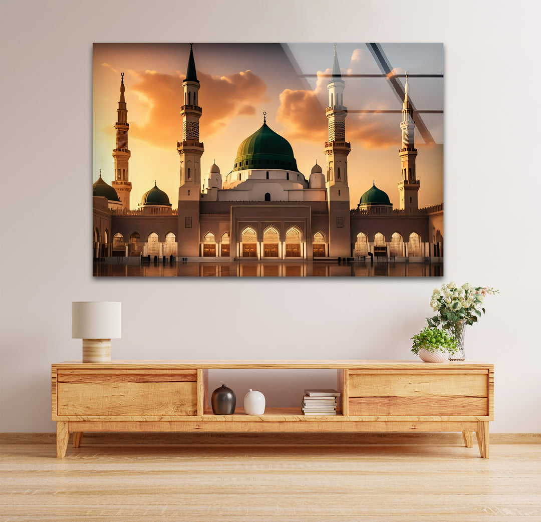 Sacred Dawn – Al-Masjid an-Nabawi Glass Wall Art