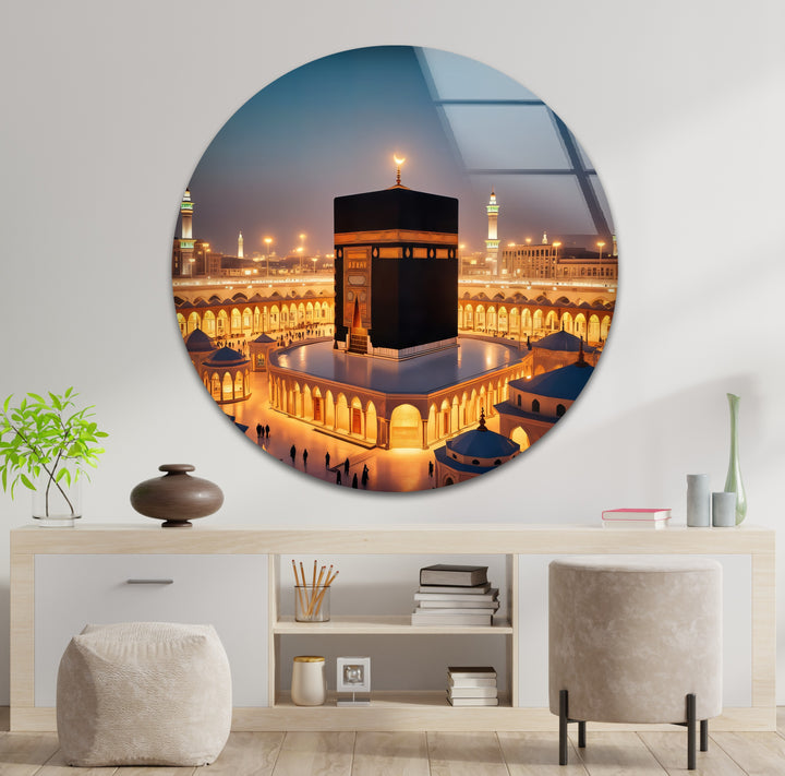 Modern Islamic Kaaba artwork in glossy glass finish