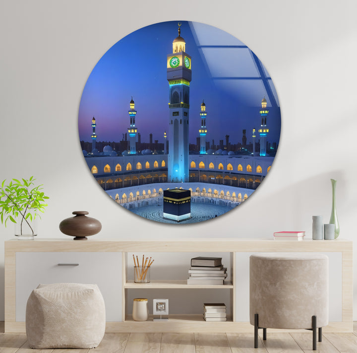 Sacred Mecca mosque artwork printed on tempered glass