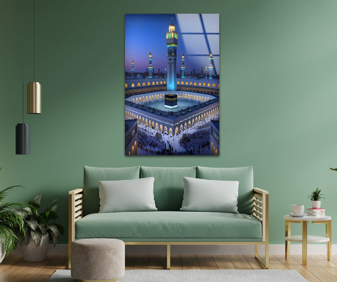 Sacred Serenity – Kaaba Under the Mecca Clock Tower Glass Wall Art