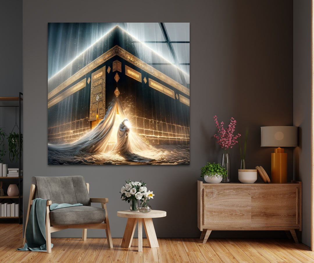 Heavenly Grace – Divine Light at the Kaaba Glass Wall Art