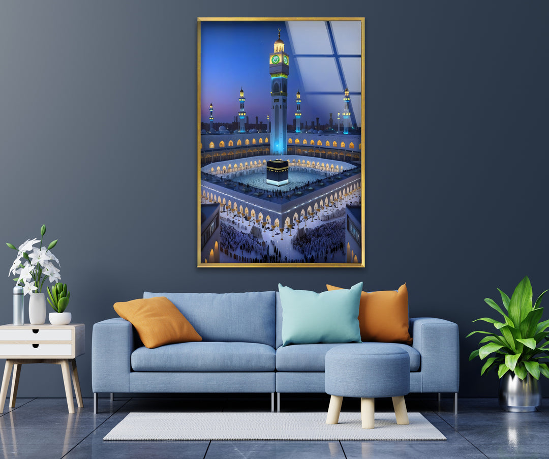 Sacred Serenity – Kaaba Under the Mecca Clock Tower Glass Wall Art