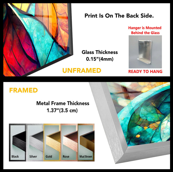 Abstract Stained Glass Leaf Wall Art – Vibrant Nature-Inspired Panel for Modern Interiors - MyPhotoStation