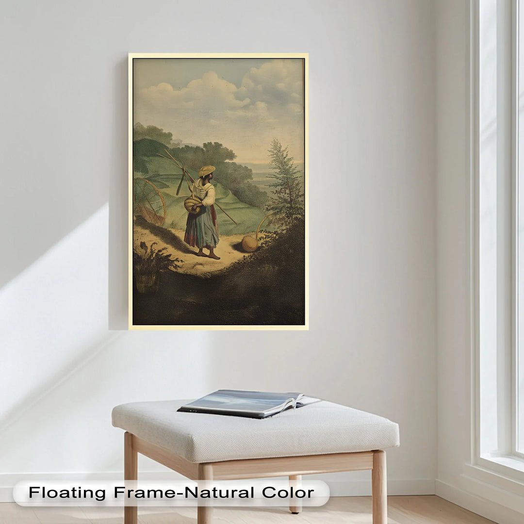 Across the Fields – Rustic Laborer in Historical Landscape Oil Painting - MyPhotoStation