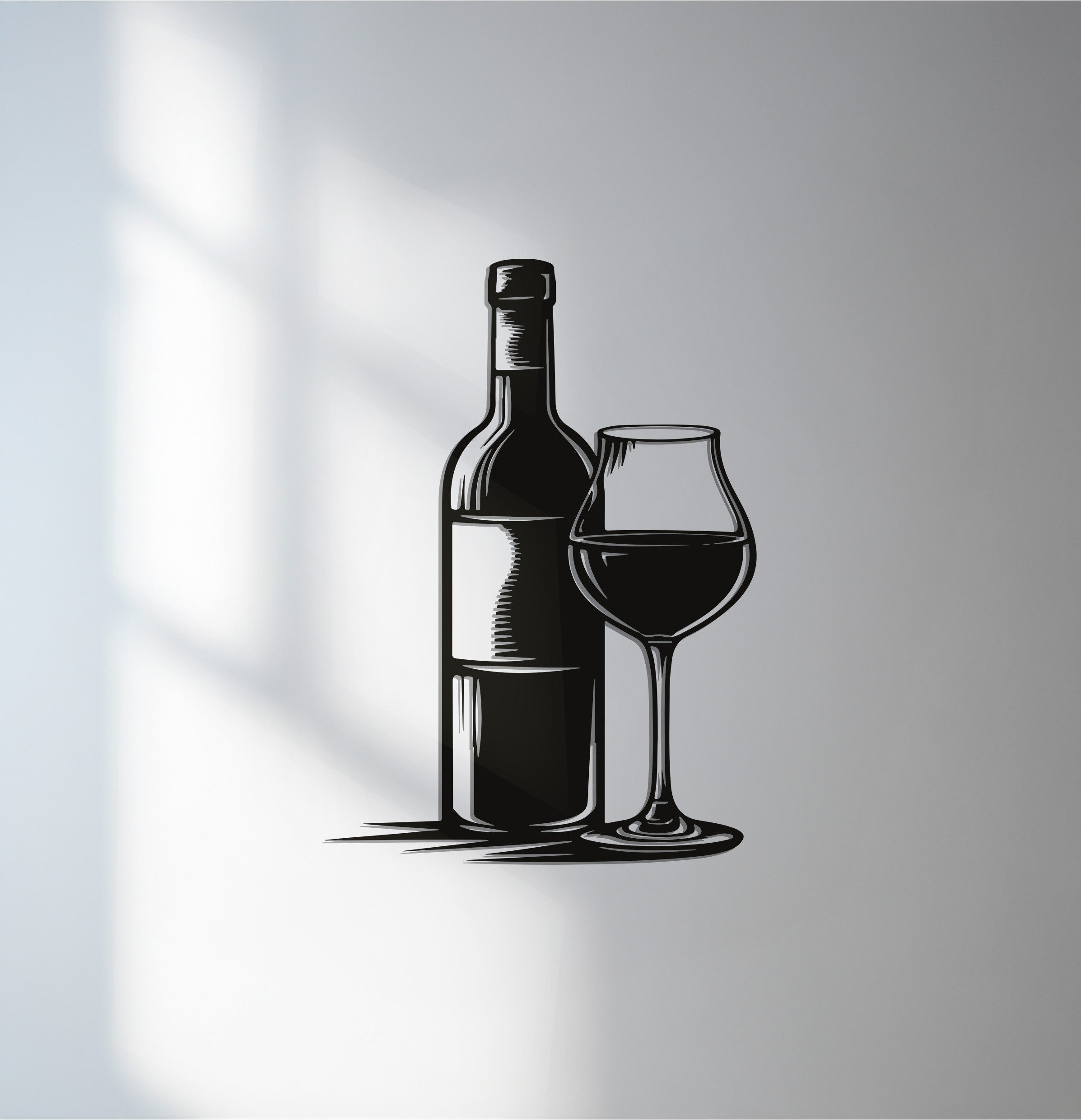 Wine Bottle & Glass Metal Wall Art – Modern Home Bar Décor – MyPhotoStation