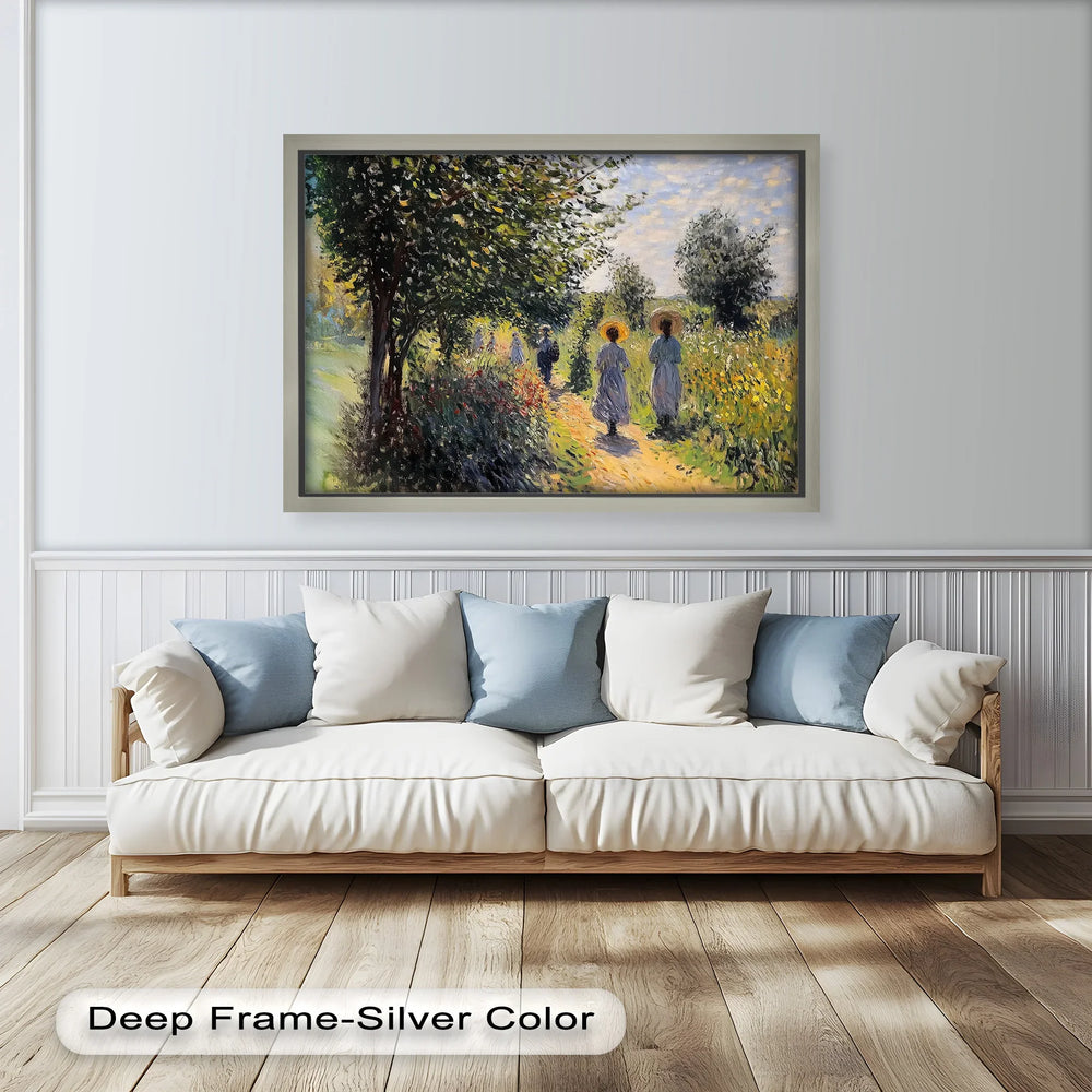 Afternoon Stroll – Sun-Dappled Garden Walk Oil Painting - MyPhotoStation