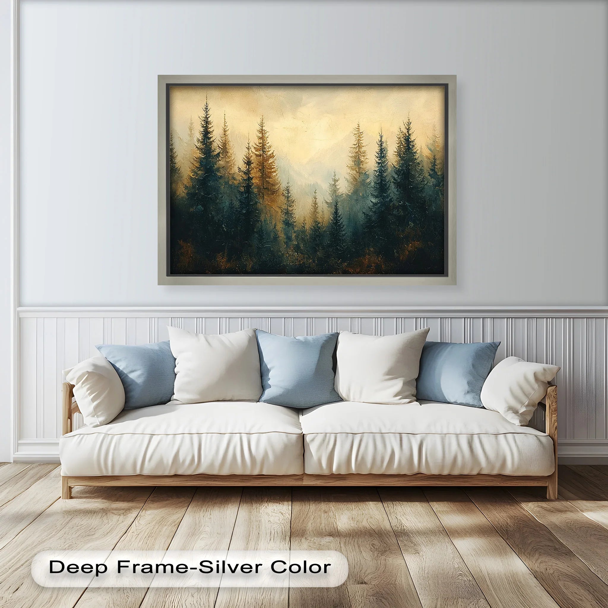 Misty Pine Forest Wall Art – Mountain Oil Painting – MyPhotoStation