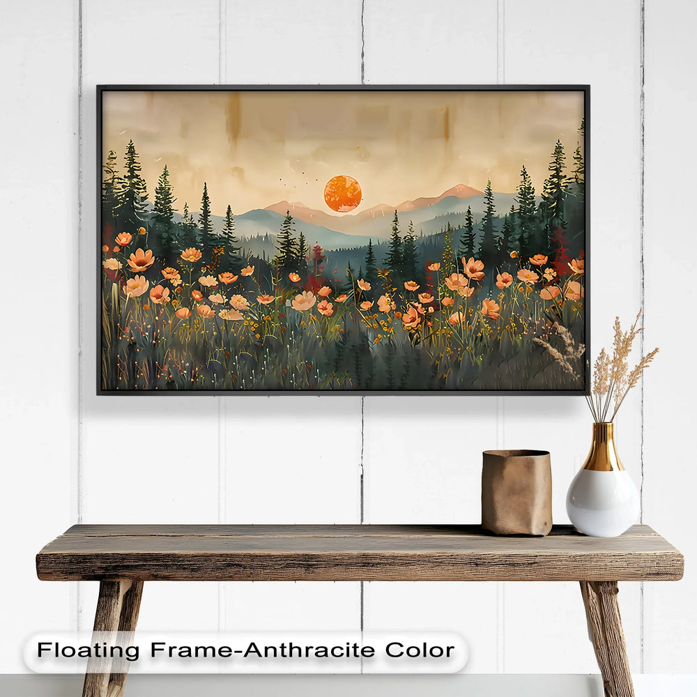With soft brushwork and a harmonious blend of earth tones and florals, the artwork evokes peace, beauty, and the magic of twilight.