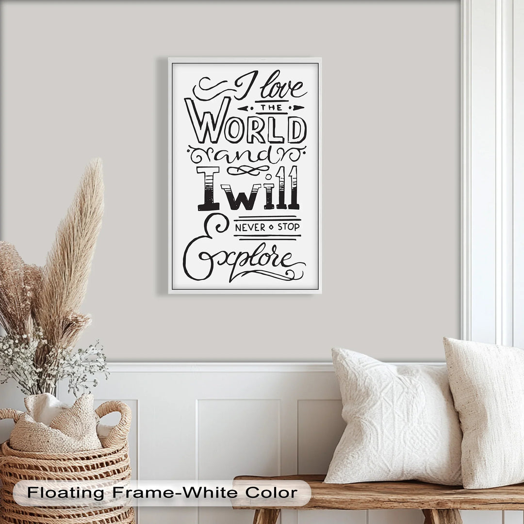 Adventure-Inspired Oil Painting – “I Love the World” Motivational Travel Art