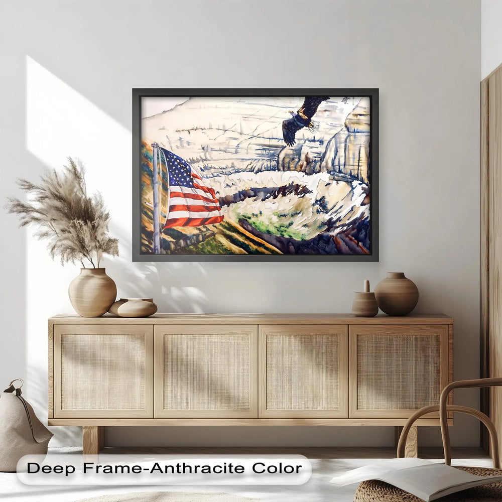 American Flag and Bald Eagle - Patriotic Oil Painting - MyPhotoStation