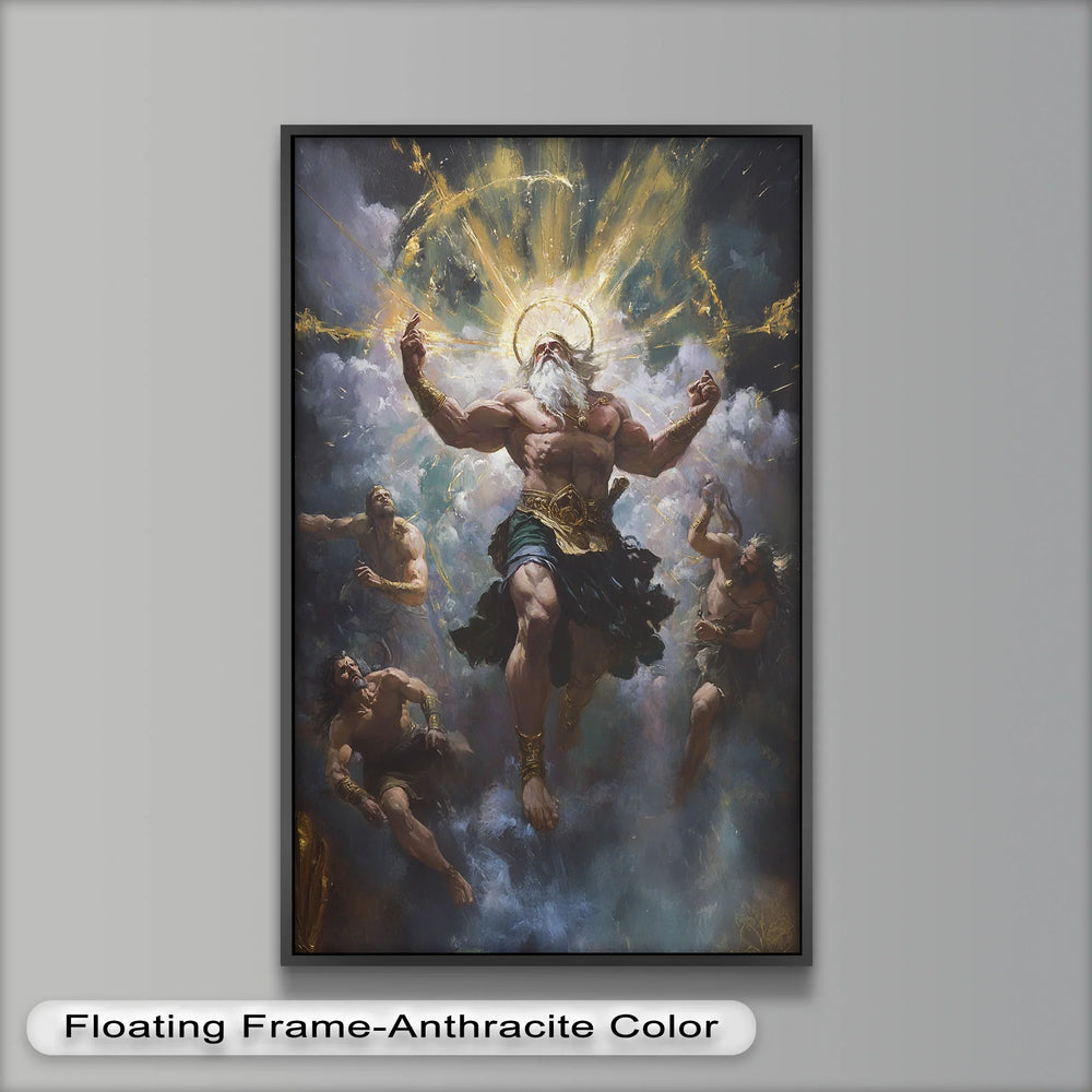 Ascension of the Thunder King – Heroic Sky God Mythology Oil Painting - MyPhotoStation