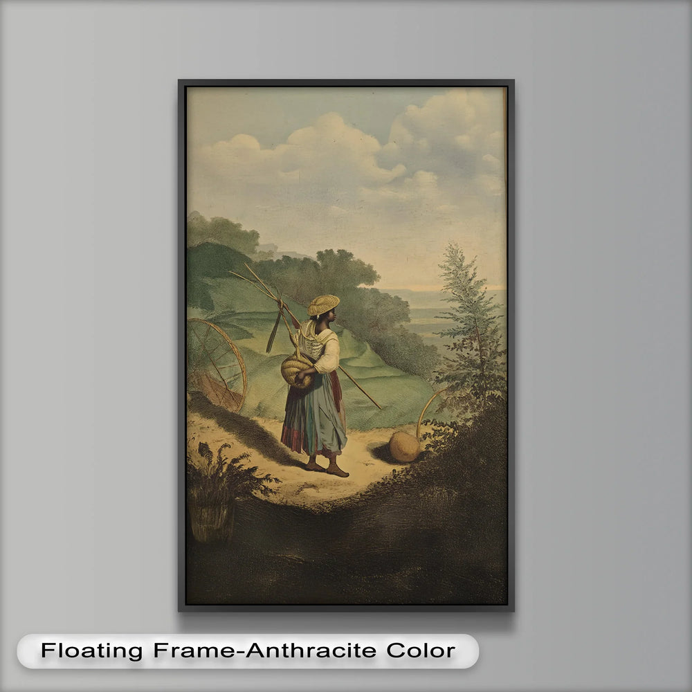 Across the Fields – Rustic Laborer in Historical Landscape Oil Painting - MyPhotoStation