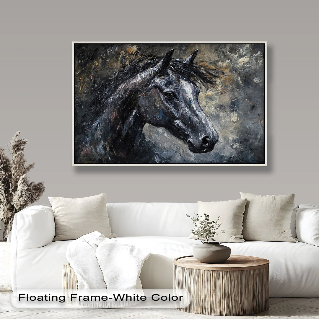 Black Horse Portrait - Animal Oil Painting - MyPhotoStation
