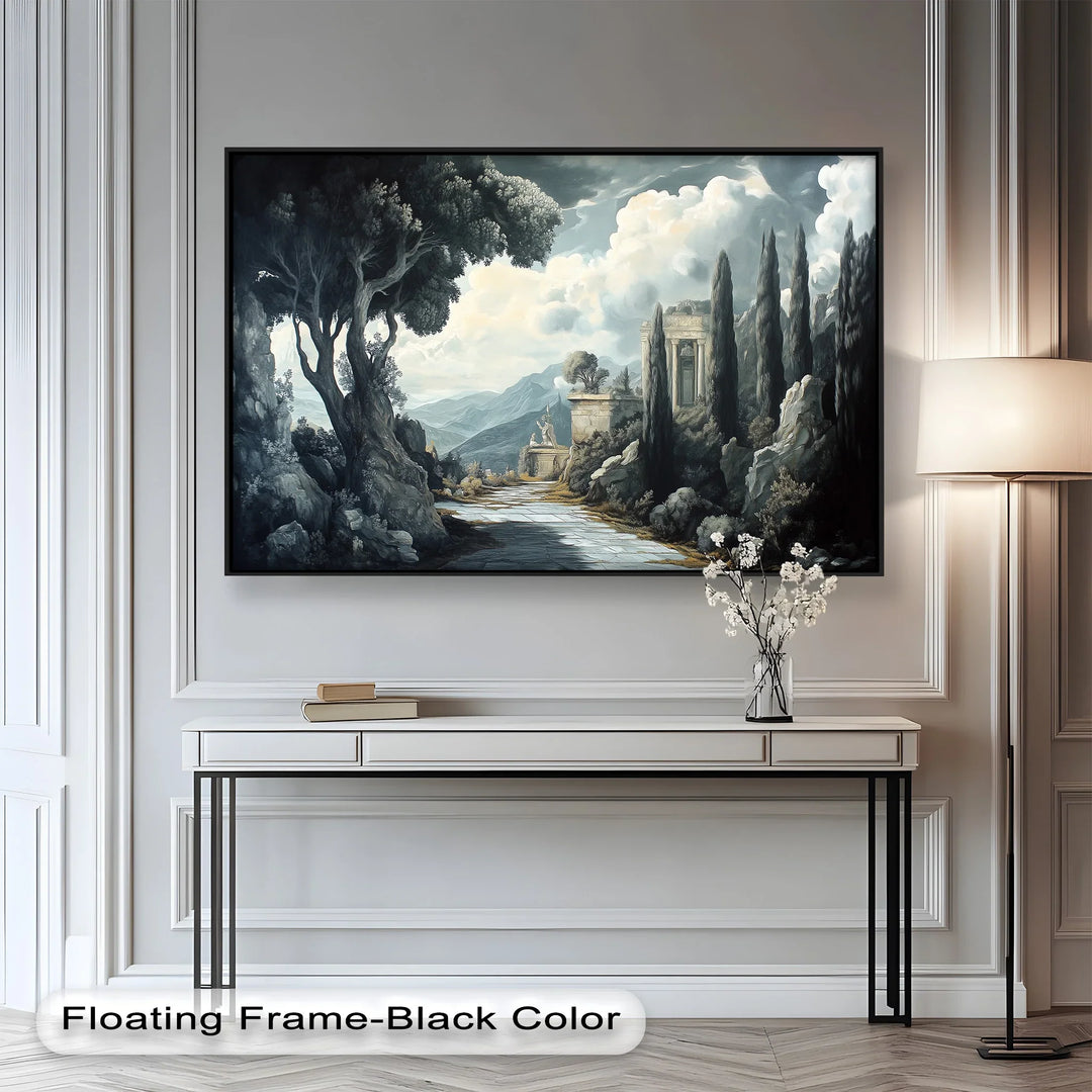 Ancient Pathway to the Temple – Dramatic Classical Landscape Oil Painting - MyPhotoStation