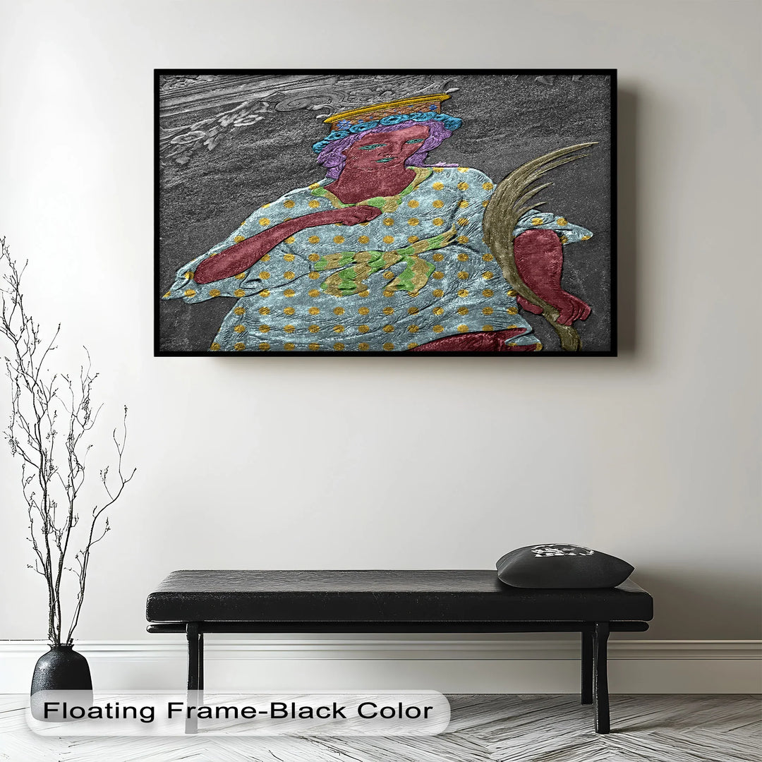 Sanctified Bloom – Polychrome Angel Relief Oil Painting - MyPhotoStation