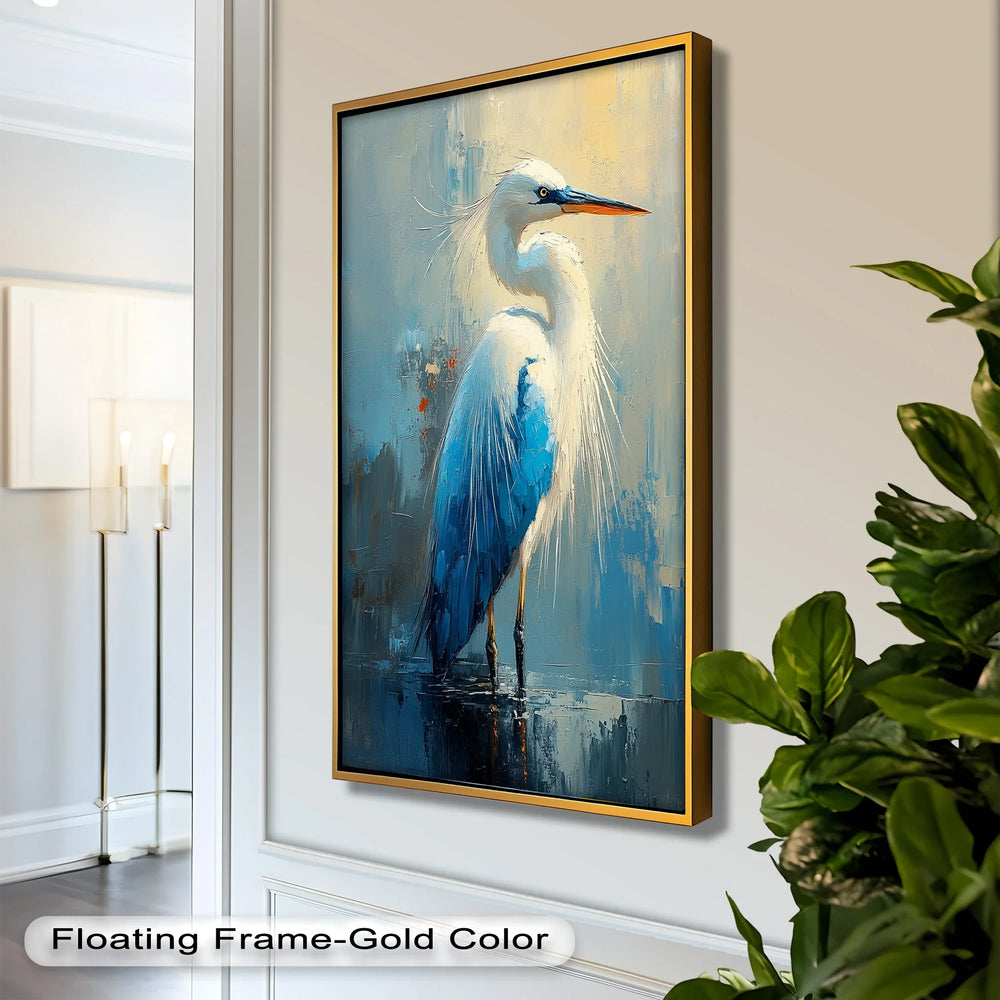 Blue Heron in Abstract – Framed Oil Painting - MyPhotoStation