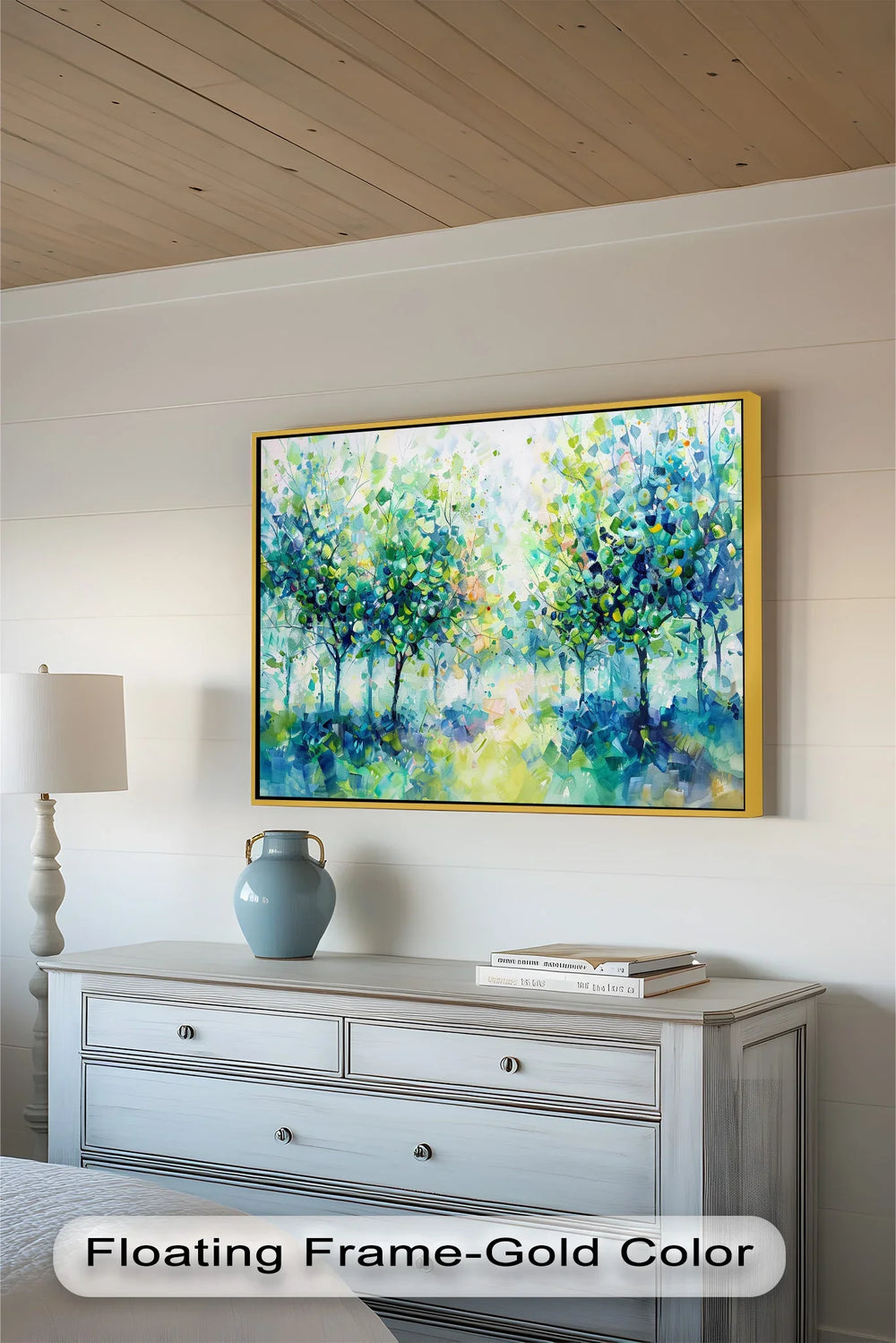 Blue & Green Forest Landscape – Abstract Nature Oil Painting - MyPhotoStation