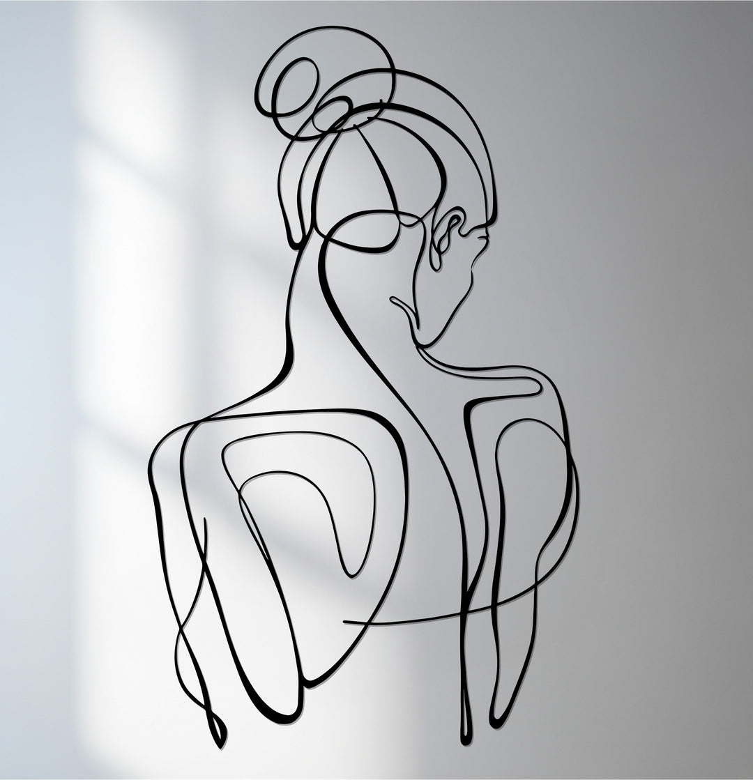 Abstract woman line art metal wall décor